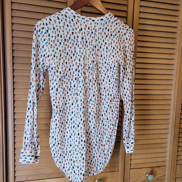 Maeve Colorful V-Neck Button Down Blouse - Picture 3 of 6